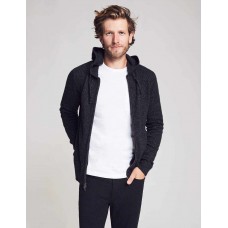 Cashmere Wool Full Zip Hoodie - Charcoal Marl