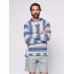 Cascade Hoodie - Cream With Blue Stripe