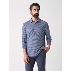 Cloud™ Long-Sleeve Striped Polo - Navy Cream Stripe