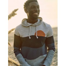 Sun And Wave Slub Hoodie - Blue Storm Sunset